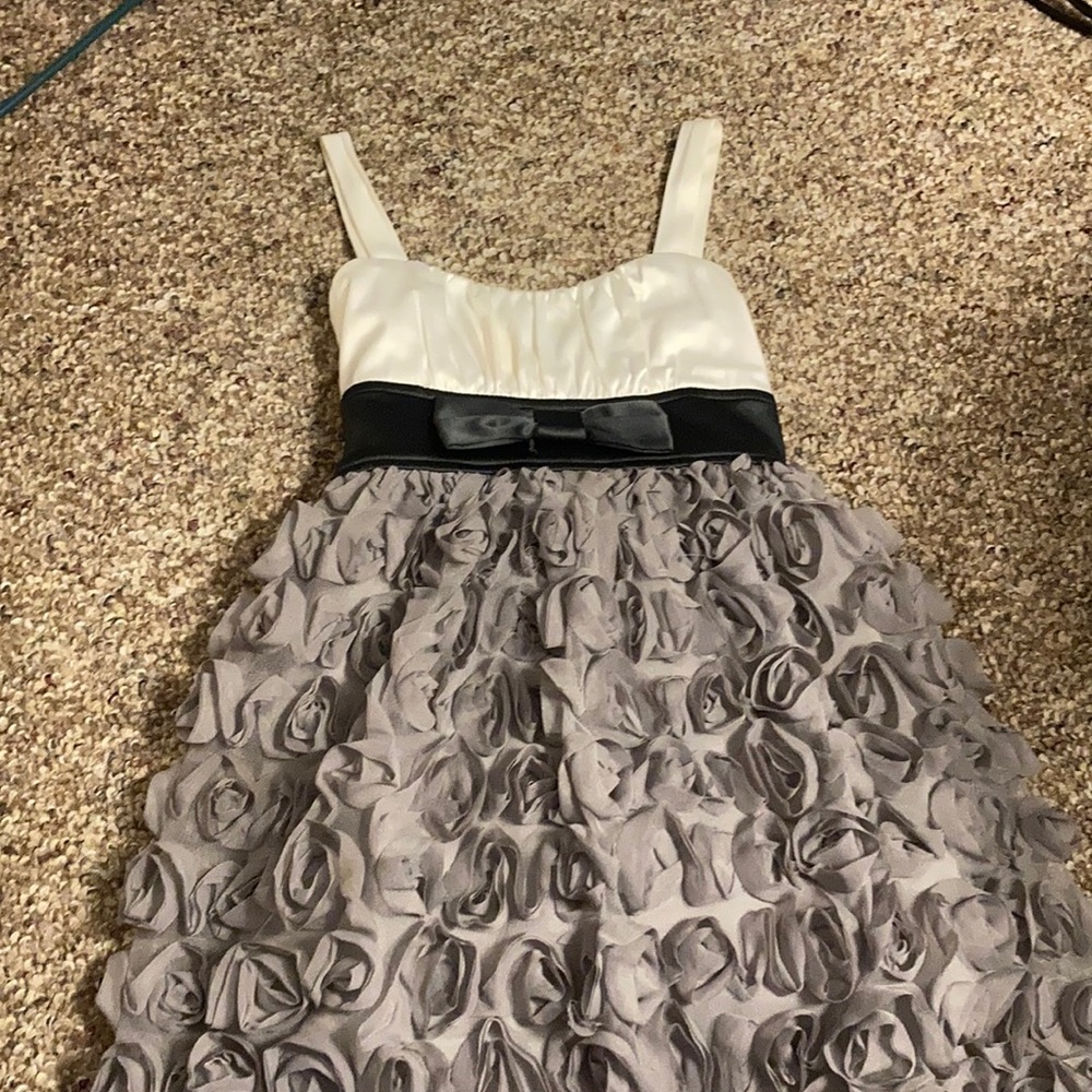 Gray and white rose dress